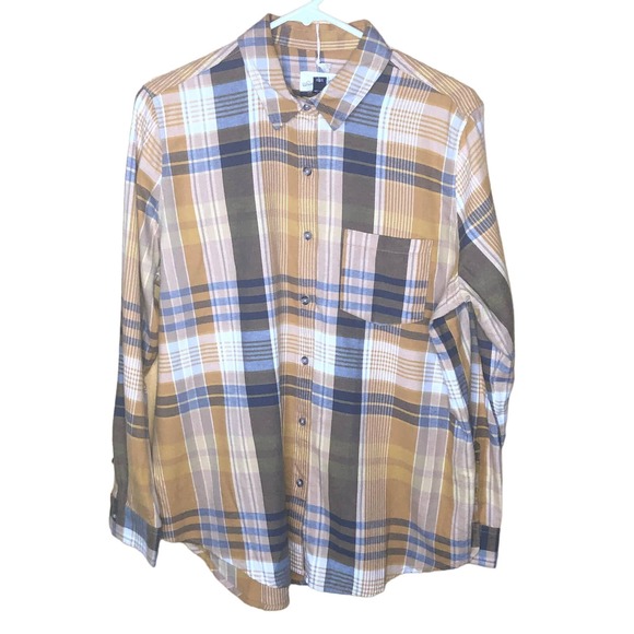 Universal Thread Oversize Mustard Yellow Plaid Shirt New S - Picture 1 of 5
